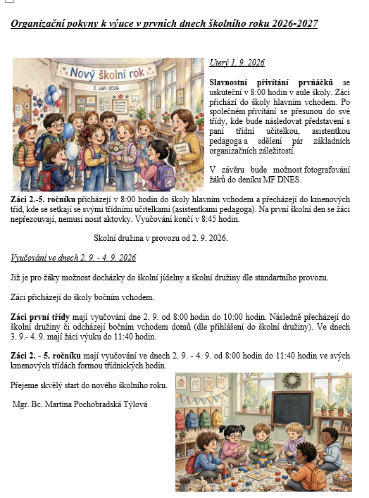 Organizační pokyny